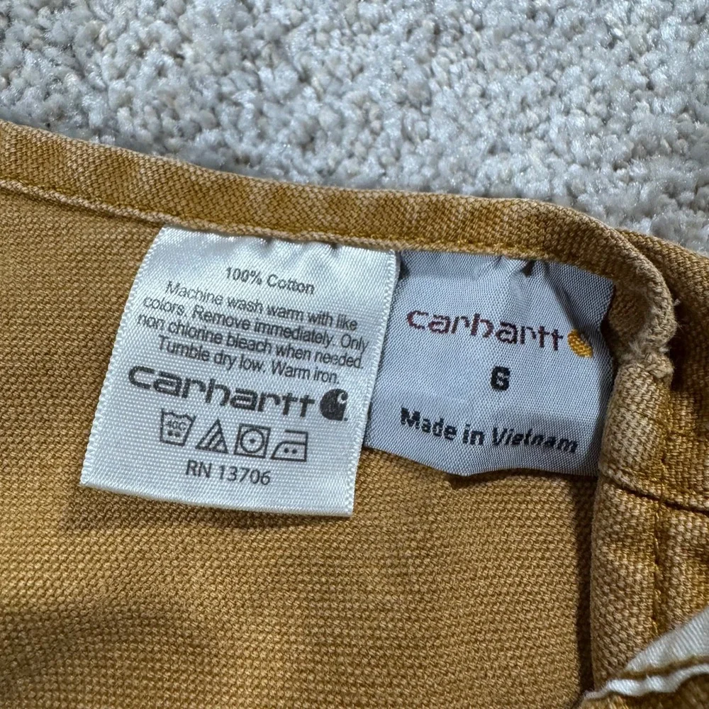 Carhartt Kids Brown Canvas Double Knee Bib Overalls Size 6 Workwear Duck Bibs